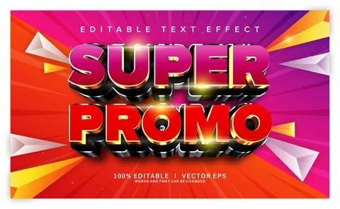 Super promo vector text effect with modern style design Stock Illustration