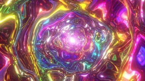 Super Psychedelic Trip In Colorful Rainbow Wormhole Tunnel Abstract Stock Illustration