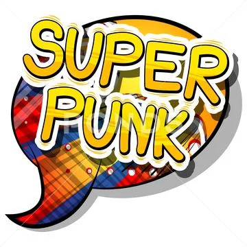 Super Punk - Comic book word on abstract background. Stock Illustration