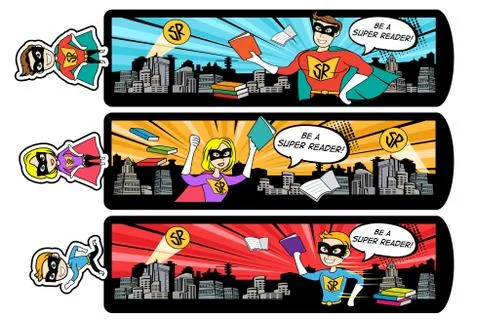 Super Reader Bookmarks Stock Illustration
