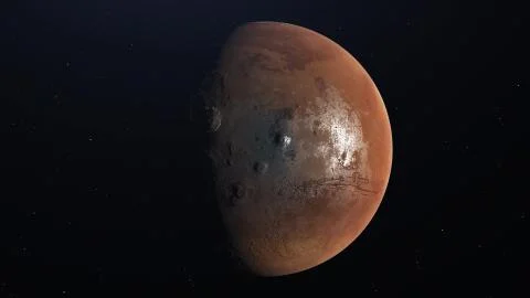 Super realistic planet mars from the orbit, atmosphere from space. 3d rendering Stock Illustration