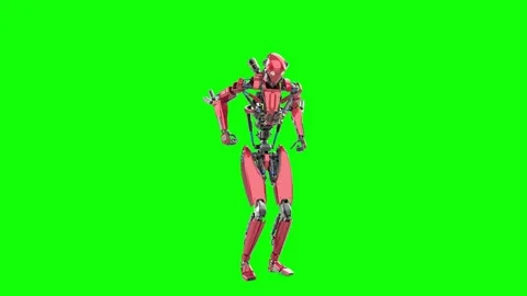 Super robot is angry and jumping in chroma key background Stockbeeldmateriaal 171685097