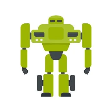 Super robot transformer icon flat isolated Stock Illustration