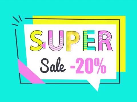 Super Sale 20 Off Sticker in Rectangular Frame Stock Illustration