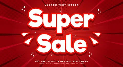 Super sale 3d editable text effect Stock Illustration