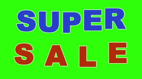 Super sale animated text falling down and bouncing on the green screen Video stock 176946474