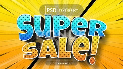 Super sale comic style text effect editable Plantilla PSD