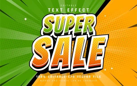 Super sale comic text effect Stock Illustration