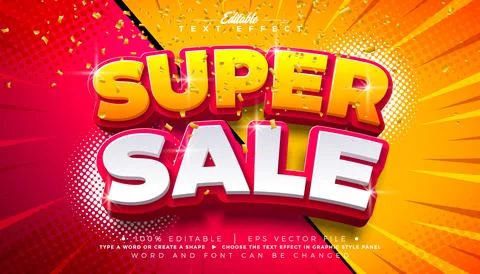 Super Sale Editable Text Effect Design Vector Graphic Style Effect with Shado Illustration