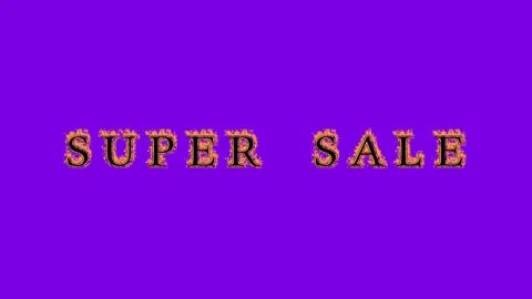Super Sale fire text effect violet background Stock Footage 136245960