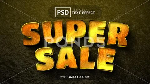 Super sale gold text effect editable PSD Template