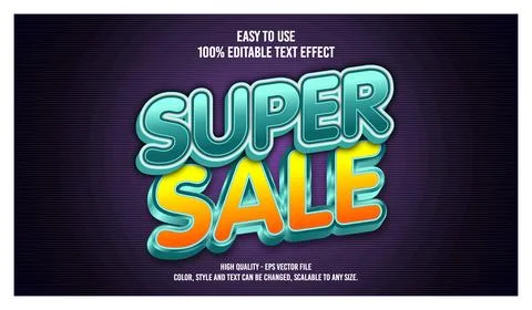 Super sale Modern editable text effect vibrant color. hot sale 3D Text effect Stock Illustration