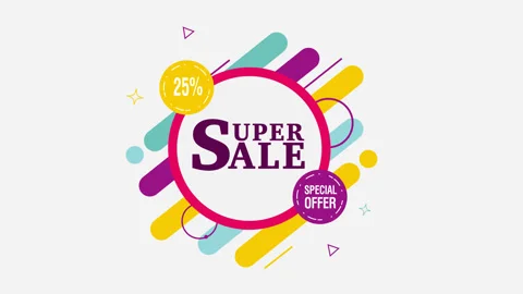 Super Sale motion layout. Alpha channel. Label of summer discount and special Stock Footage 89863987