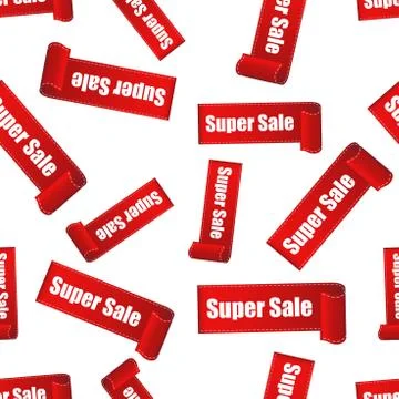 Super sale sticker seamless pattern background. Business flat vector illustra Stock Illustration