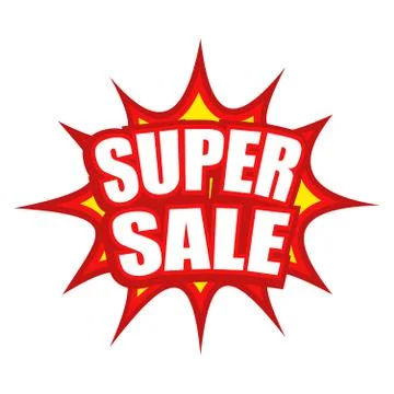 Super sale text with comic splash icon Stock Illustration