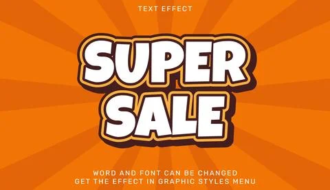 Super sale text effect in 3d design Stock Illustration