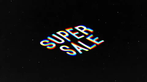 Super sale text with glitch effect and waves on red, blue and white colors Stock-Footage 223216478