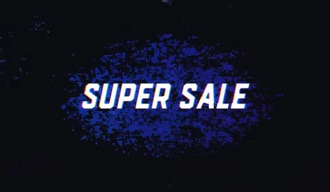 Super Sale text with glitch effect and grunge effect background Stock Footage 224368679