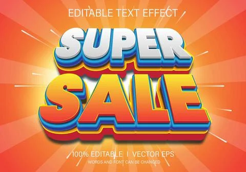 Super sale vector text effect with modern style design Stock Illustration
