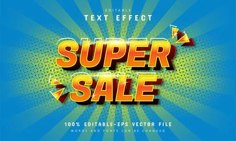 Super sales comic text effect Illustrazione stock