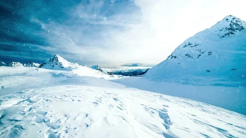 Super scenery of snow falling hill area Stock Footage 138977063
