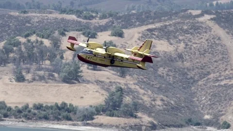 Super scooper nice close-up slow motion fly-by Stock Footage 79861705