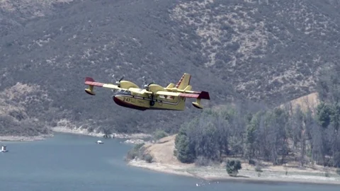 Super scooper nice close-up slow motion fly-by Stock Footage 79861728