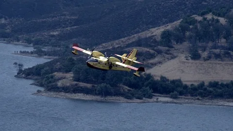 Super scooper nice slow motion close-up fly-by Stock Footage 79862114