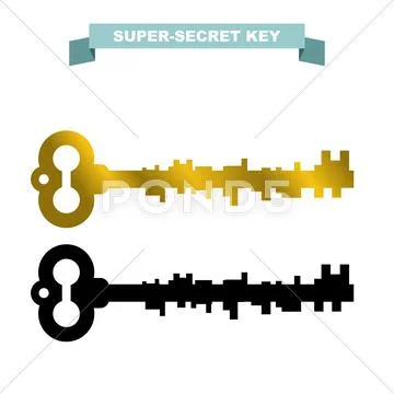 Super Secret Key. Old Vintage Retro Key Lock. Key Opens A Secret Door.