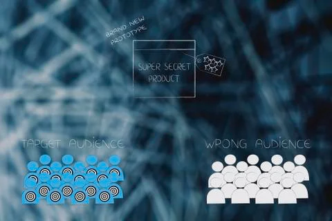 Super secret prototype with target audience vs wrong one below Illustrazione stock
