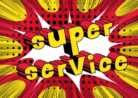 Super Service - Comic book style word on abstract background. Illustrazione stock