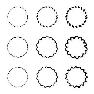Super set of circles lines. Black Vector doodle ellipses. Doodle circles for Stock Illustration