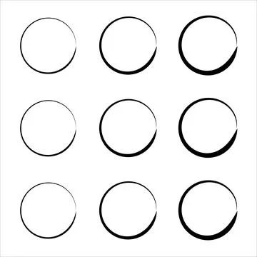 Super set of circles lines. Round frames in doodle style. Simple hand drawn Illustrazione stock