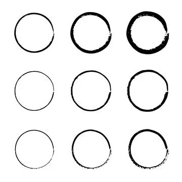 Super set of circles lines. Round frames in doodle style. Speed lines in circle イラスト素材