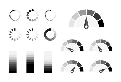 Super set with different load icon. Download or upload status icon. Vector il Stock Illustration