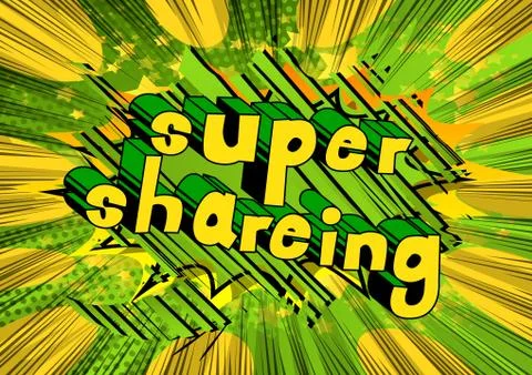 Super Shareing - Comic book style phrase on abstract background. 스톡 일러스트