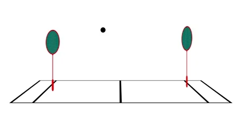 Super Shot of Hitting Badminton by Racket at playing badminton indoors animation Stock Footage 321609494