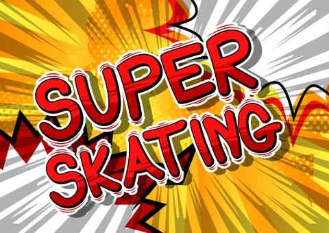 Super Skating - Vector illustrated comic book style phrase. Illustrazione stock