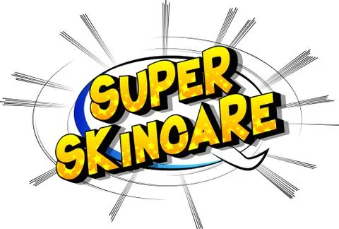Super Skincare - Vector illustrated comic book style phrase on abstract backg 库存插图