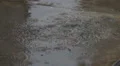 super slo mo rain on reflecting concrete puddle HD 影片