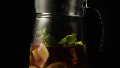 Super slow mo a carafe of sangria Stock Footage 72945068