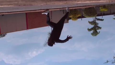 Super slow morion parkour guy practicing and doing back flip Видео 117685253