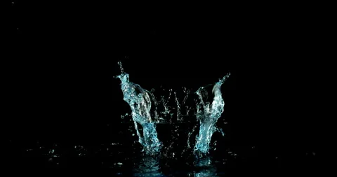 Super slow motion (1000 fps) water splash with dynamic asymmetric shape Stock Footage 332892904