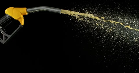 Super slow motion (1000 fps) fuel spraying from gasoline nozzle Stock Footage 333266797