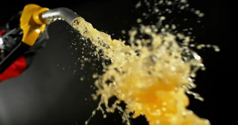 Super slow motion (1000 fps) fuel spraying from gasoline nozzle Stock-Footage 333266862