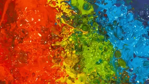 Super slow motion of abstract colored splashes explosions filmed from top. Stock Footage 138015782
