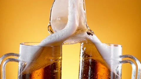 Freeze Motion of Beer Glasses in Cheers Gesture Stock Photo - Image of  drink, gold: 268039470