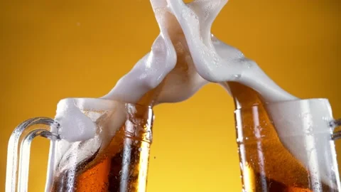 Freeze Motion Beer Glasses Cheers Gesture Stock Photo 2256287199