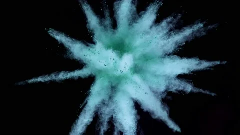 Super slow motion of blue powder explosion isolated on black background. Video stock 164544665
