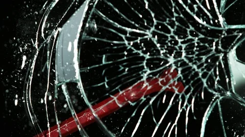 Super slow motion of breaking glass on black background Stock Footage 125818997